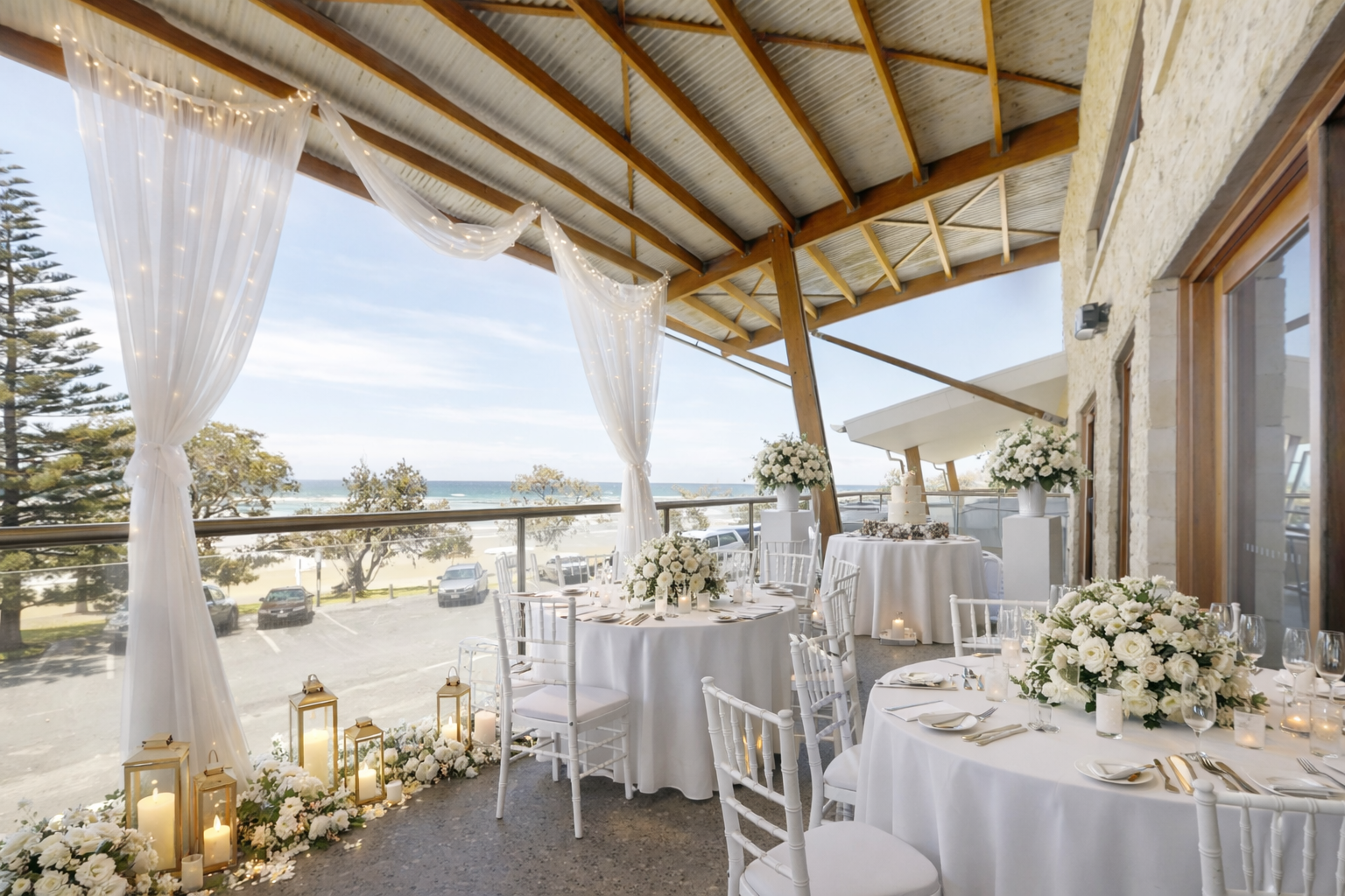 Wedding ceremony set-up on the ocean-view balcony at Beaches at Bonny Hills